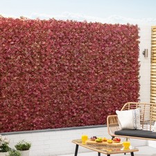 Expanding Artificial Trellis Red Acer Garden Privacy Screening Wall Fence 2m x