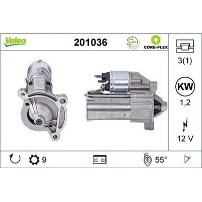 Starter Valeo 201036 Valeo Core-flex für Citroën Fiat Mitsubishi Peugeot