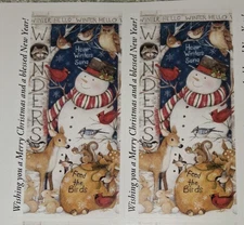 10 Large Christmas Stickers Sheet Susan Winget Snowman Winter Deer Bunny Owl