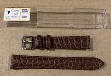 18mm Alligator Grain Genuine Calfskin Leather Watch Band Strap - Brown