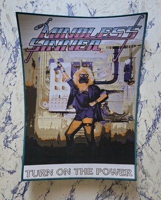 Mindless Sinner Turn On The Power Teal Border Woven Backpatch