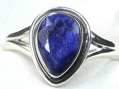 💍Ring Saphir 925 Silber Gr. 17,5 (55) facettierter, großer Tropfen UNIKAT 💍 - Bild 1 von 4