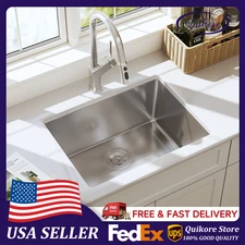 Quikore 23 Inch Undermount  16 Gauge Stainless Steel Single Bowl Kitchen Sink