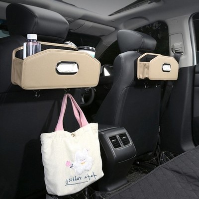 Leather Car Seat Back Organizers Multifunction Foldable Storage Box Tissue