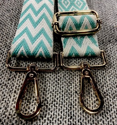 Crossbody Strap Adjustable Replacement for Purse Bag Woven Teal/White Chevron