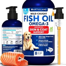 Premium Omega 3 Liquid for Dogs - Skin Coat Allergy Support Supplement