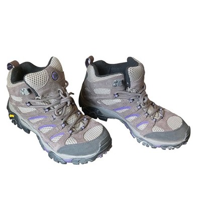 Merrell Women Moab Ventilator Mid Hiking Shoes Suede Trail Sneakers Purple 9.5