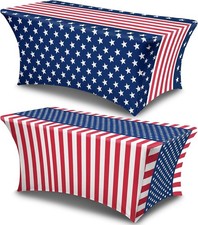 2PCS Patriotic Tablecloth 6ft 4th of July 250th Anniversary Decorations Patrioti