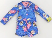 Spongebob Squarepants 2 piece pajamas girls XS 4/5 long sleeves shorts blue