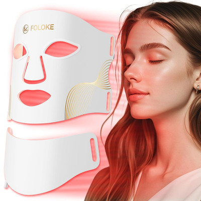 FOLOKE LED Light Therapy Mask Skin Care, Leds Face Mask & Neck Mask Red - Wavele