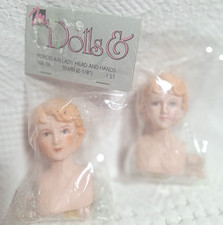 2 Mangelsen's Porcelain Lady Head  Hands NEW 016145 95MM 3.75" Dolls Crafts NOS