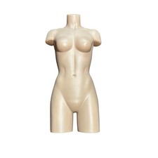 Womens Mannequin Torso Body Form Beige Plastic Display 33 Inch Dress Form EUC