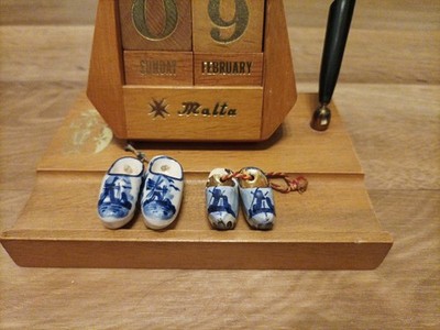 Puppenstuben Miniatur, Delfter Porzellan Schuhpaare, Handpaint Blue, Holland