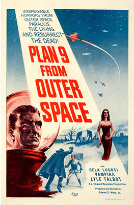 1957 Plan 9 From Outer Space Original Movie Poster Linen 1Sht Horror Ed Wood Jr