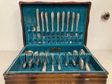 50 Piece NATIONAL SILVER CO. Silver-Plated Flatware Set with Box