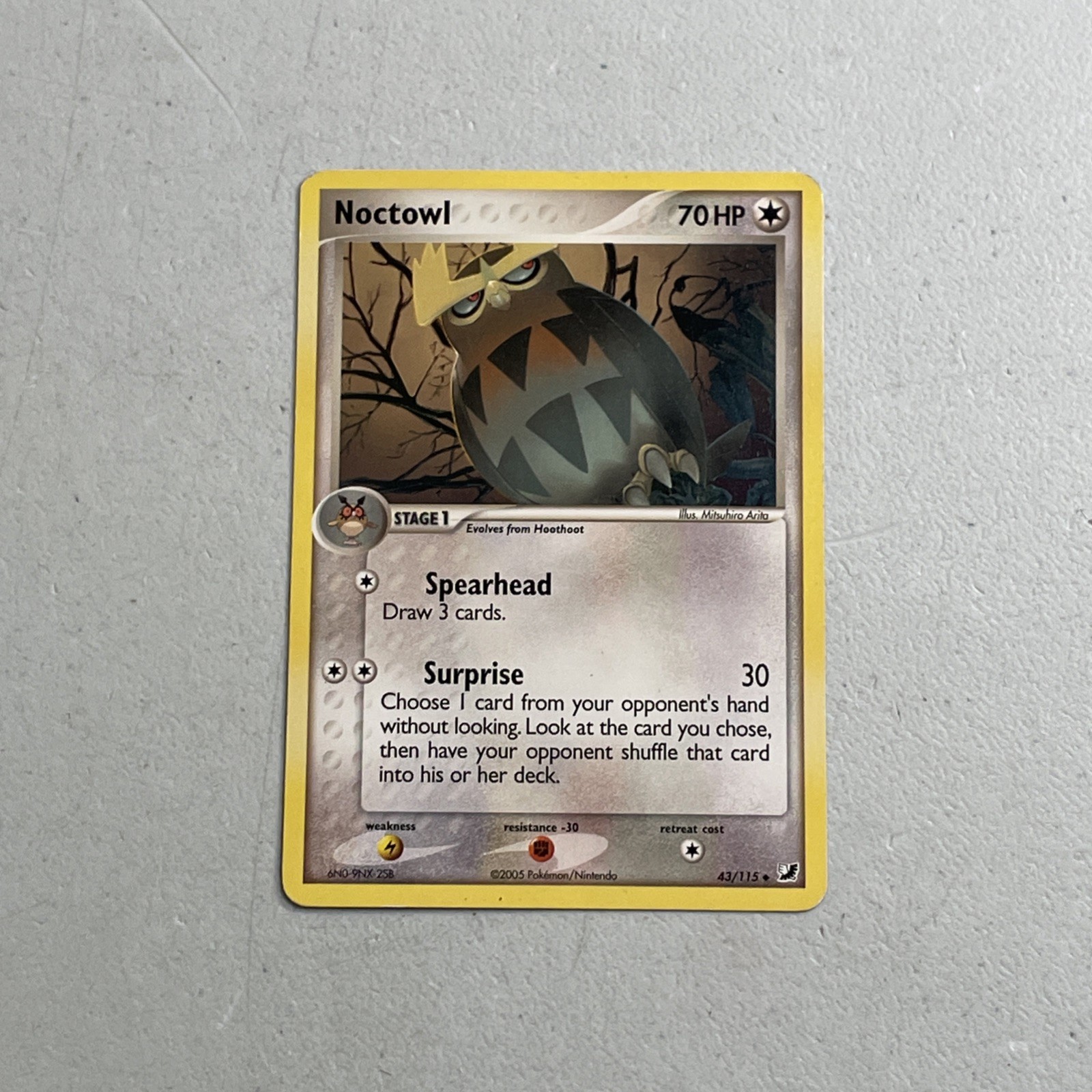 Pokemon TCG 2005 Unseen Forces Regular Base Card -- Noctowl 43/115