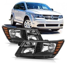 Headlights Assembly compatible with 2009-2020 Dodge Black Housing Amber Side