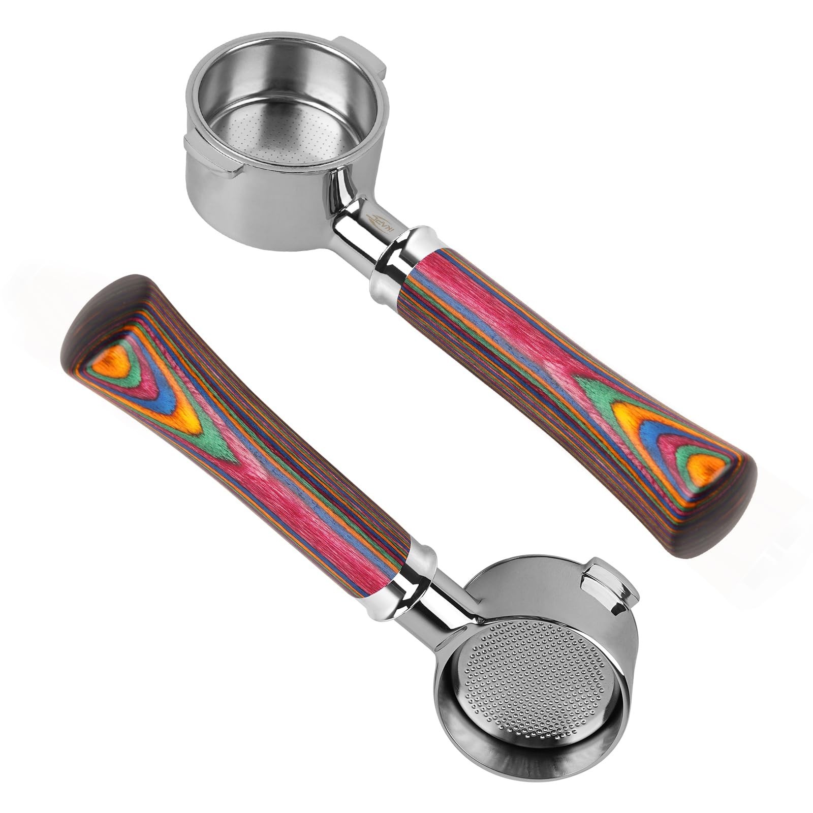 IKAPE 51MM Bottomless Espresso Portafilter w/ Wood Handle for Delonghi Coffee