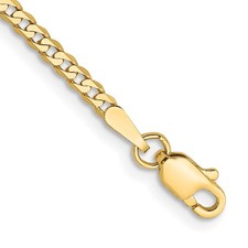 10k Yellow Gold 2.2mm Flat Beveled Curb Chain Anklet 9"
