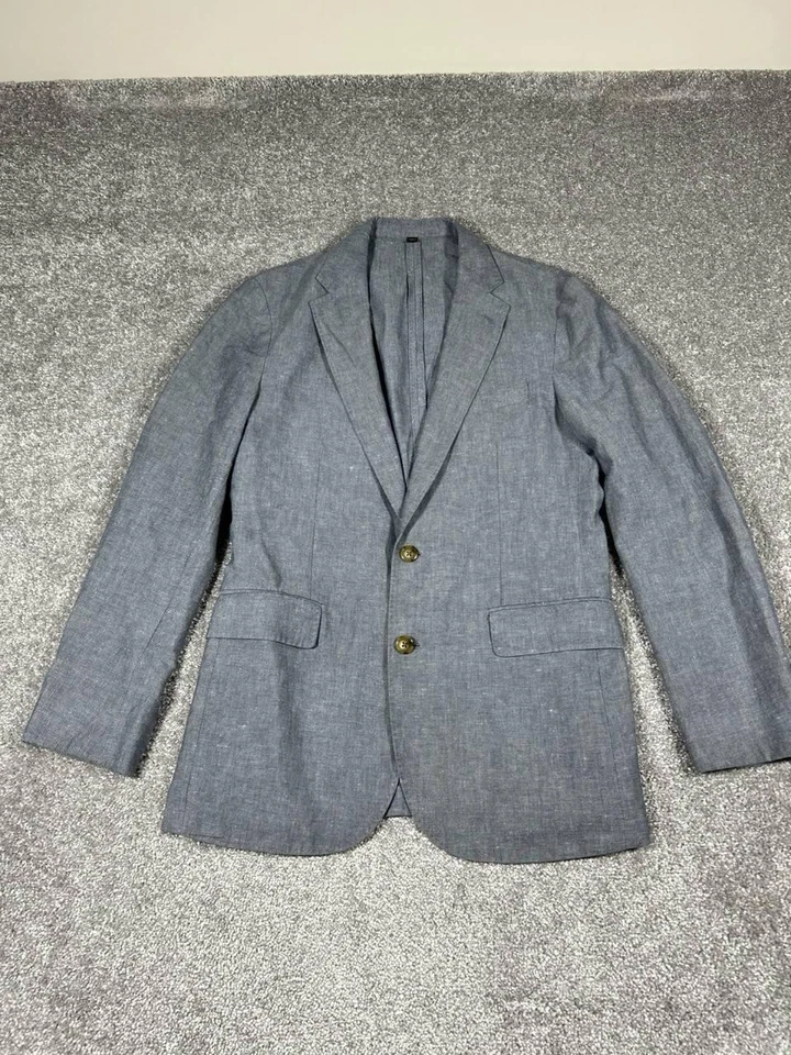 J.Crew Ludlow Suit Mens 38R 32x32 Blue Gray Baird McNutt Irish Linen Slim - Image 2 of 4