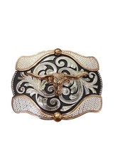 Long Horn Bull Western Style Belt Buckle Hebilla Vaquero con Toro