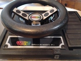 Boxed Colecovision Lot - Console + Module 1 Atari + Module 2 Racing Wheel (Read)