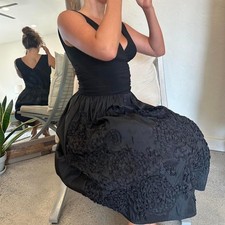 Jessica Howard Women's Small Dress Black Taffeta Vintage Cocktail Fitted Bodice 