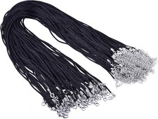 KONMAY 50pcs Black Satin Silk Necklace Cord 2.0mm/24'' 24 apos; apos;,
