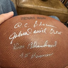 Hesiman Trophy Winners Signed Football John David Crow (57) & Doc Blanchard (45)