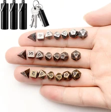Grevosea 21 Pcs Mini Dice Set, DND Dice Metal Micro Miniature Dice with EDC
