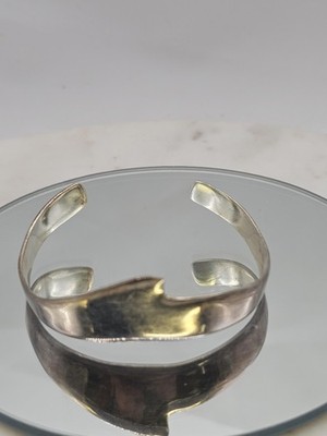 Vintage Silber Armreif Armband offene Welle modern minimalistisch Unisex 970 Stempel 21,58 g