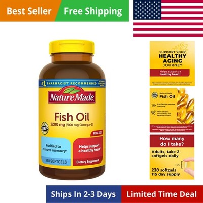 Fish Oil Omega 3 Supplements, 1200 mg Softgels, Omega 3 Fish Oil for Healthy ...