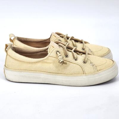 Sperry Crest Vibe Crosshatch Sneakers Women's Size 7M Light Yellow Gold Lace Up