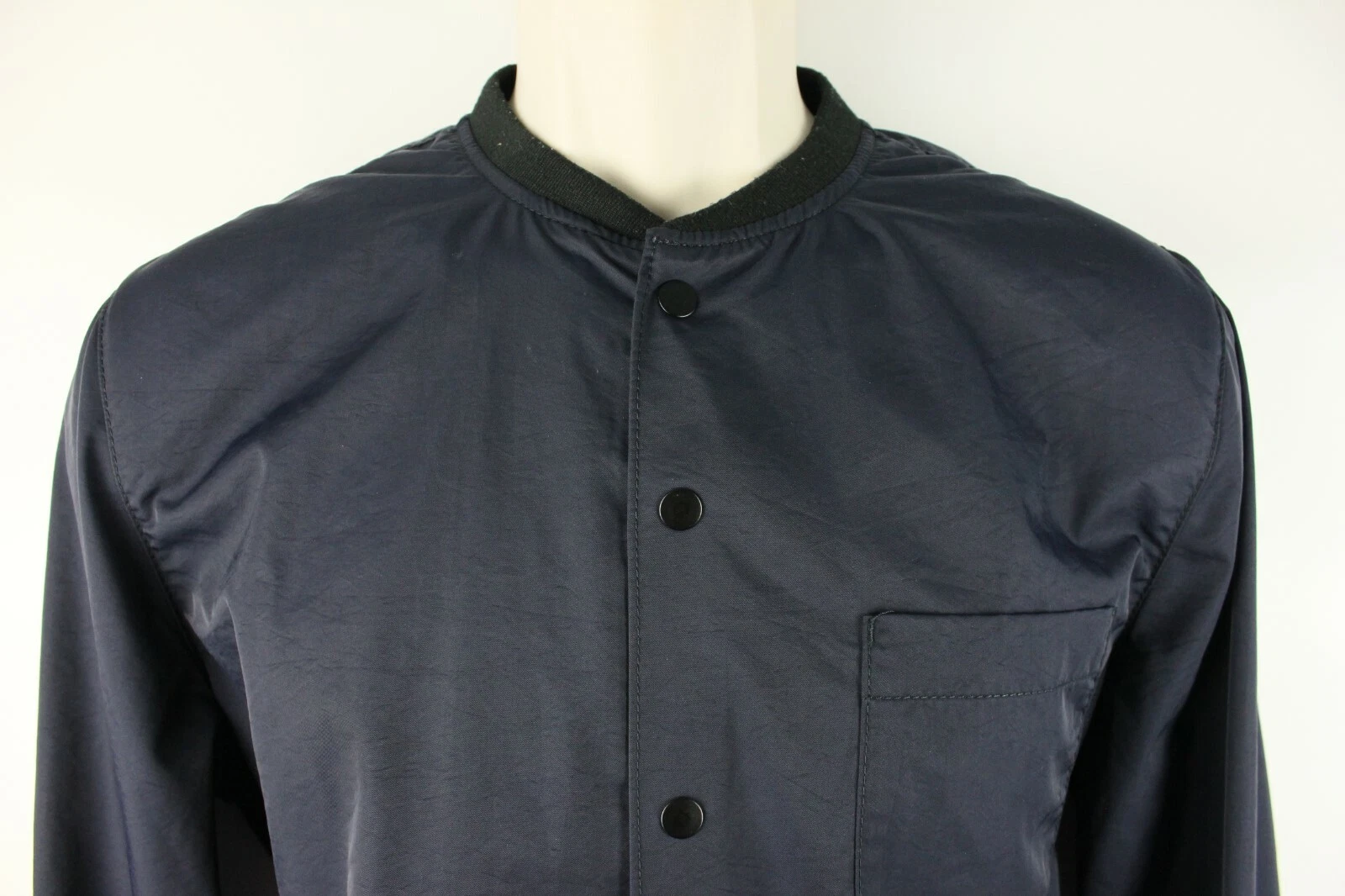 Topman Mens Snap Button Bomber Fit Jacket Sz Small Blue Polyester Blend EUC image 2