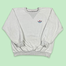 Vintage 80s Adidas Trefoil Raglan Crewneck Sweatshirt Gray Size Large