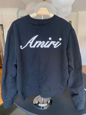 AMIRI Men's Script Logo Crew Sweatshirt in Black