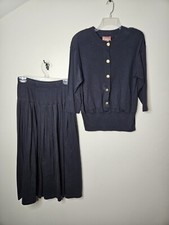 80s Vintage Women's Medium Worthington Black Doleman Top  Yoke Skirt Set