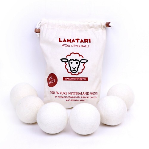 Lamatar1 Wool Dryer Balls 6-Pack, XL Premium Reusable Natural Fabric Softener - Picture 2 of 7