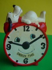 Vintage SNOOZE TIME SNOOPY Style KO Clock 1970 Chalkware Bank