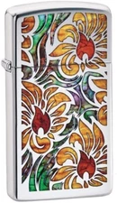 Zippo Slim Fusion Floral High Polish Chrome 29702