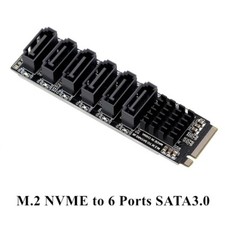 M.2 to 6 Ports SATA III Adapter M.2 NVMe M Key to SATA 3.0 6Gbps Converter Card