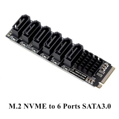 M.2 to 6 Ports SATA III Adapter M.2 NVMe M Key to SATA 3.0 6Gbps Converter Card