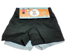 Shorts Girls 6-6X NEW 2-PACK Pull-On Soft Woven, Elastic Waist, 1-Black, 1-Blue