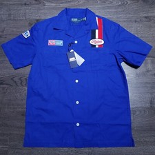 POLO Ralph Lauren 92 Motor Racing Series Button up Shirt Mens SMALL Blue