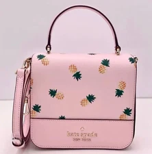 Kate Spade Staci Square Pineapple Crossbody Pink Saffiano K7629 NEW