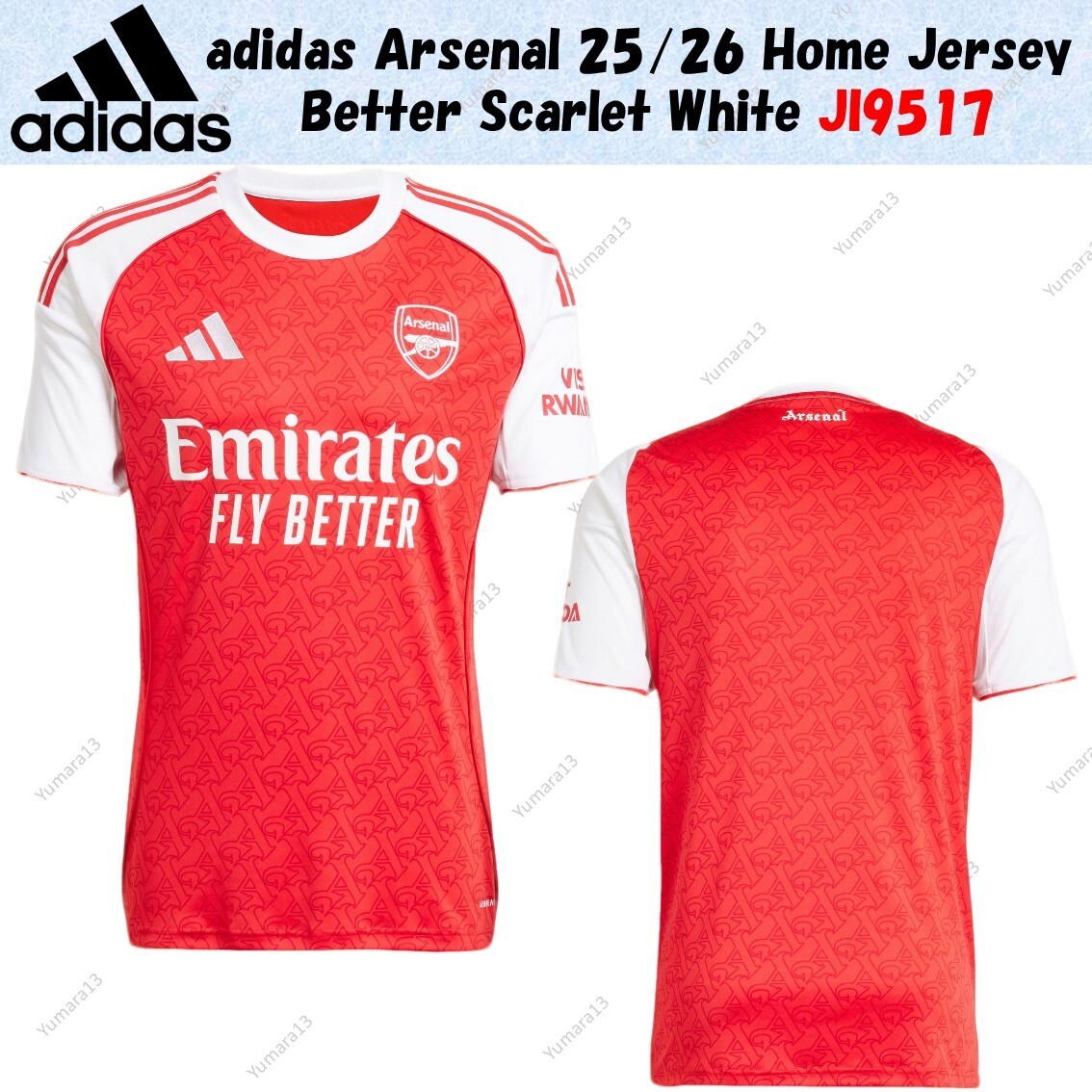 adidas Arsenal 25/26 Home Jersey Better Scarlet White JI9517