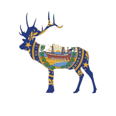 New Hampshire Deer Shaped Flag Sticker
