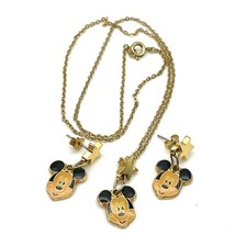 Mickey Mouse Kids Girls Necklace Earrings Set Disney AAI