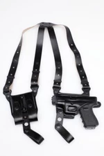LEFT HAND Premium Leather Shoulder Holster for GLOCK 19 / 23   - (# 9019L BLK)