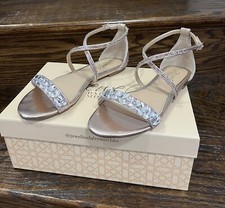 Jewel Badgley Mischka Osome Glitter Stone Flat Sandals Size 6.5